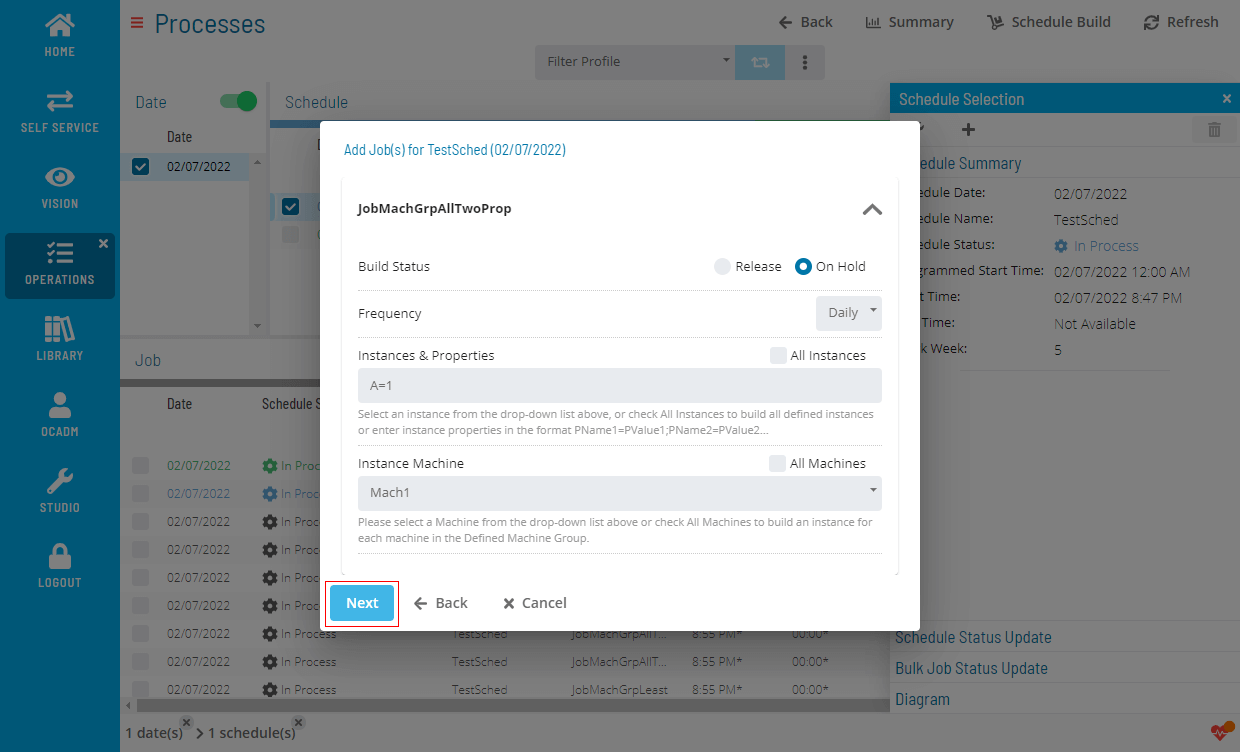 Configuring Jobs to add