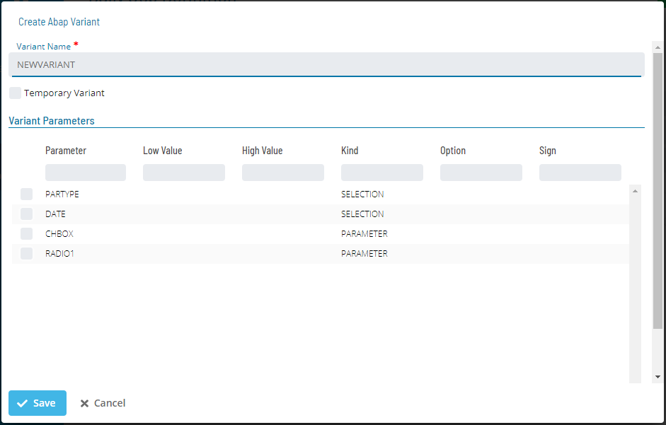 Create Variant Dialog