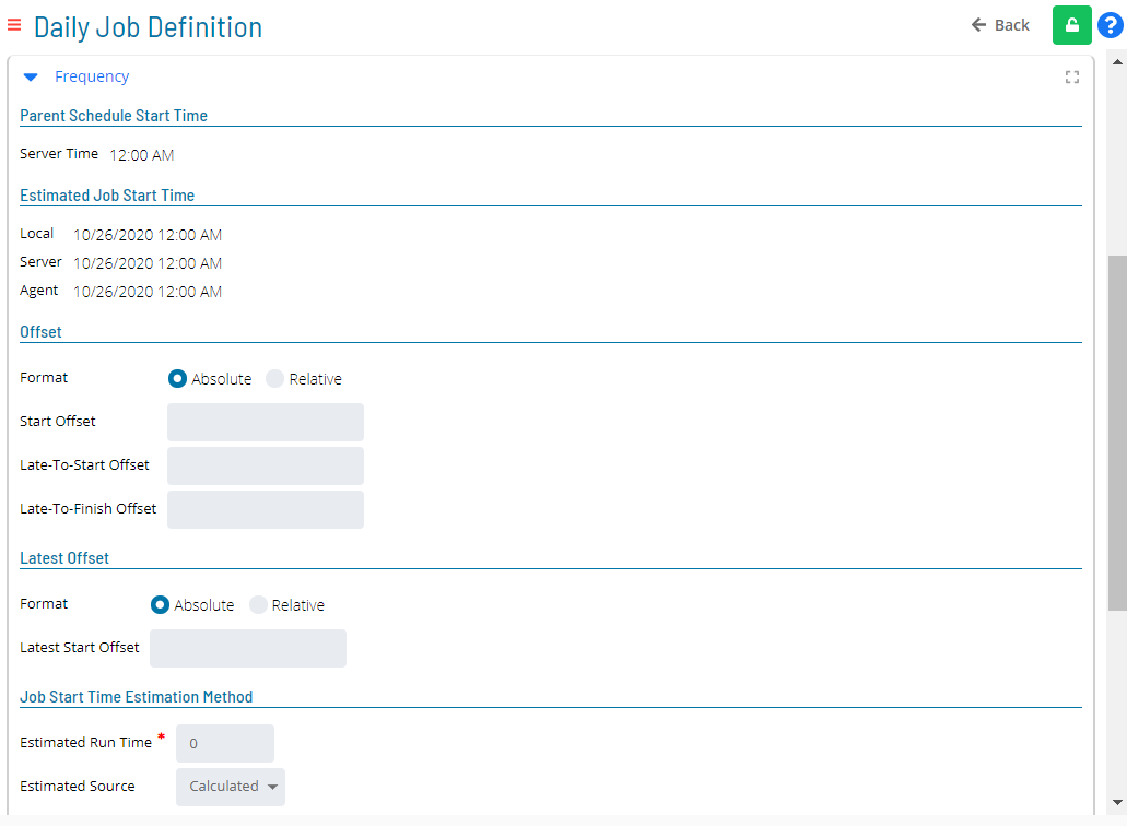 Daily Job Definition Frequency Panel