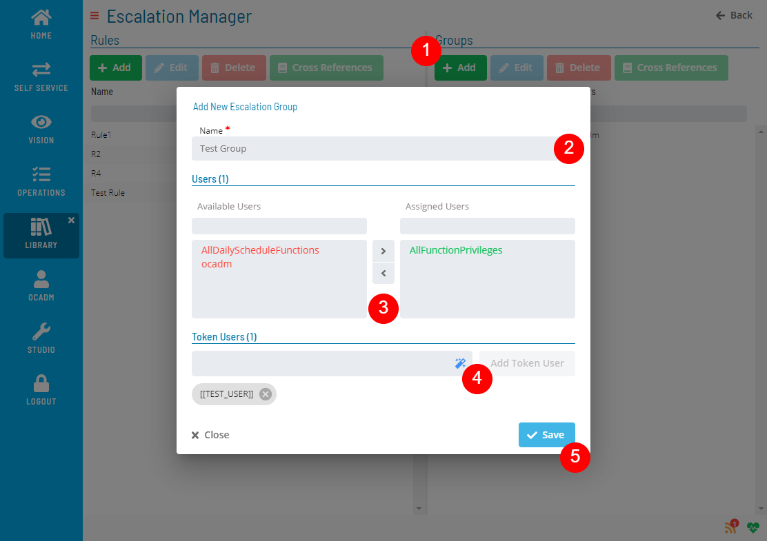 A screen showing add escalation group form