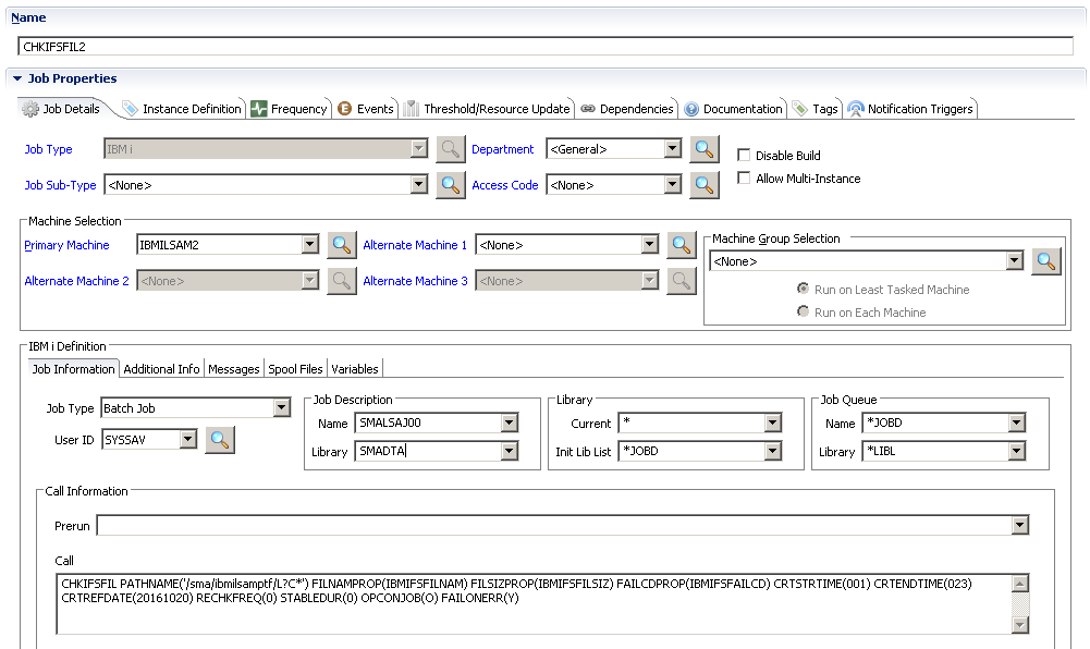 Example OpCon IBM i Batch Job