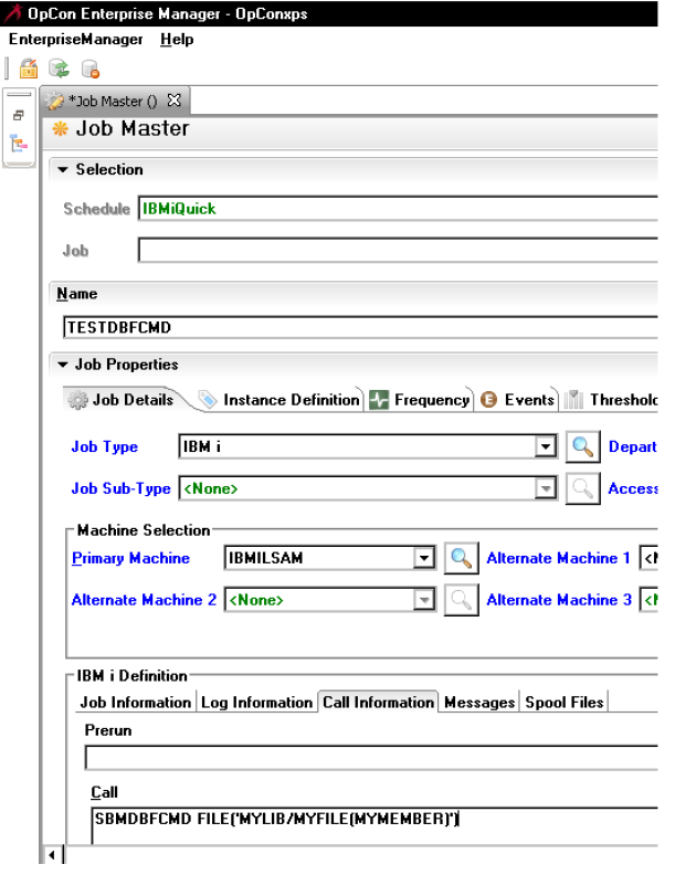 IBM i Job Master Details - SBMDBFCMD Example