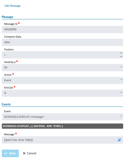 Message Grid Dialog: Message Grid Dialog fields.