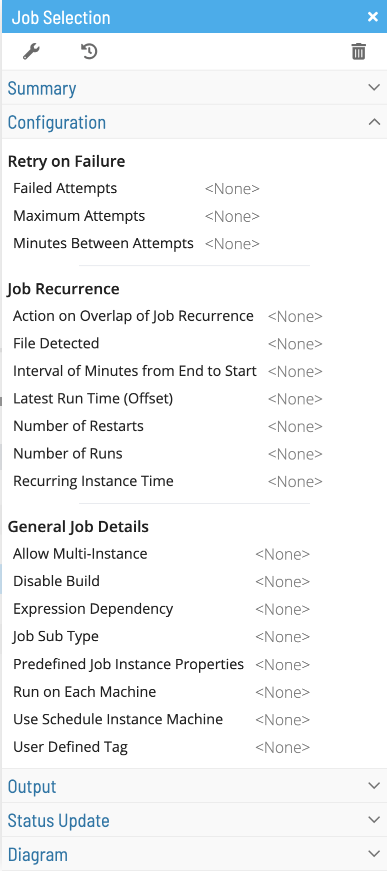 Job Configuration Panel in Operations