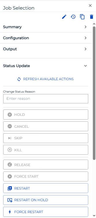 Job Status Update Panel