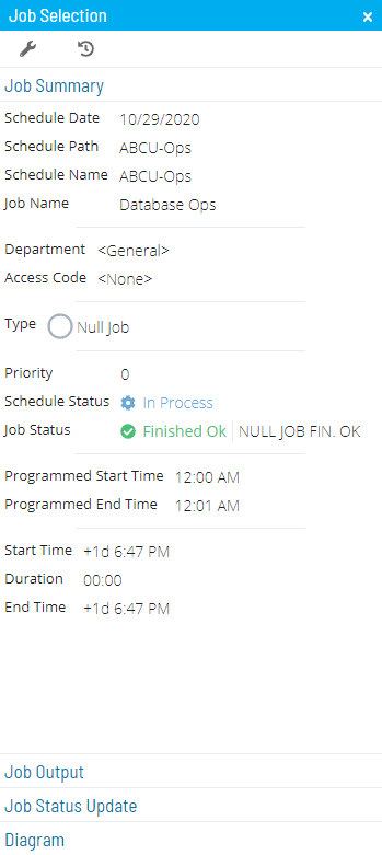 Job Summary Tab for Null Jobs