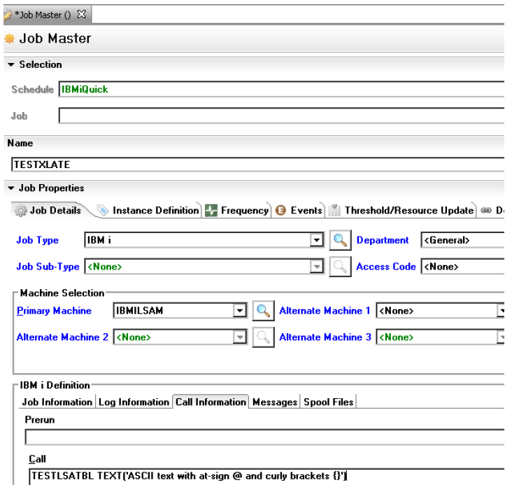 LSAM Command TESTLSATBL Used in OpCon Job Master