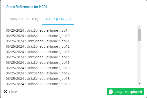 Machine Group Daily Job Cross References