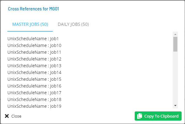 Machine Group Master Job Cross References