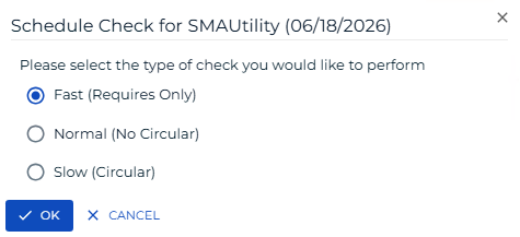 Schedule Check dialog