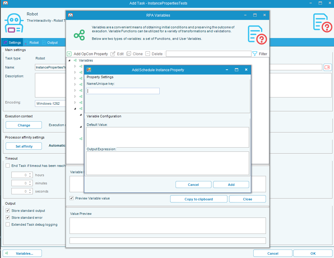 The new Add/Edit screen for Instance Properties
