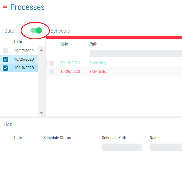 Schedule Status Updates Date &amp; Schedule Toggle Switches Enabled