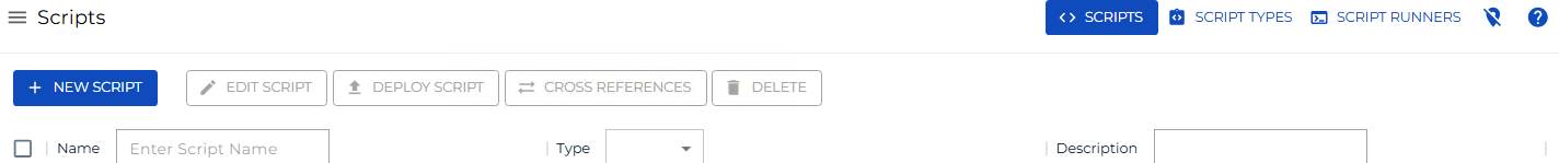 A screen showing scripts module with location of add button