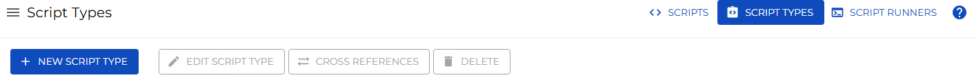 A screen showing script types module with location of add button