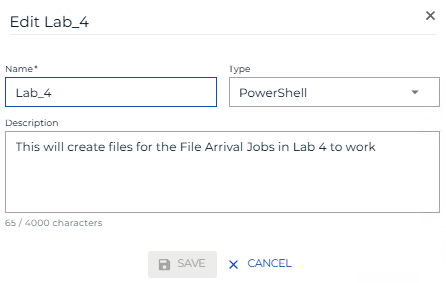 A screen showing edit script form