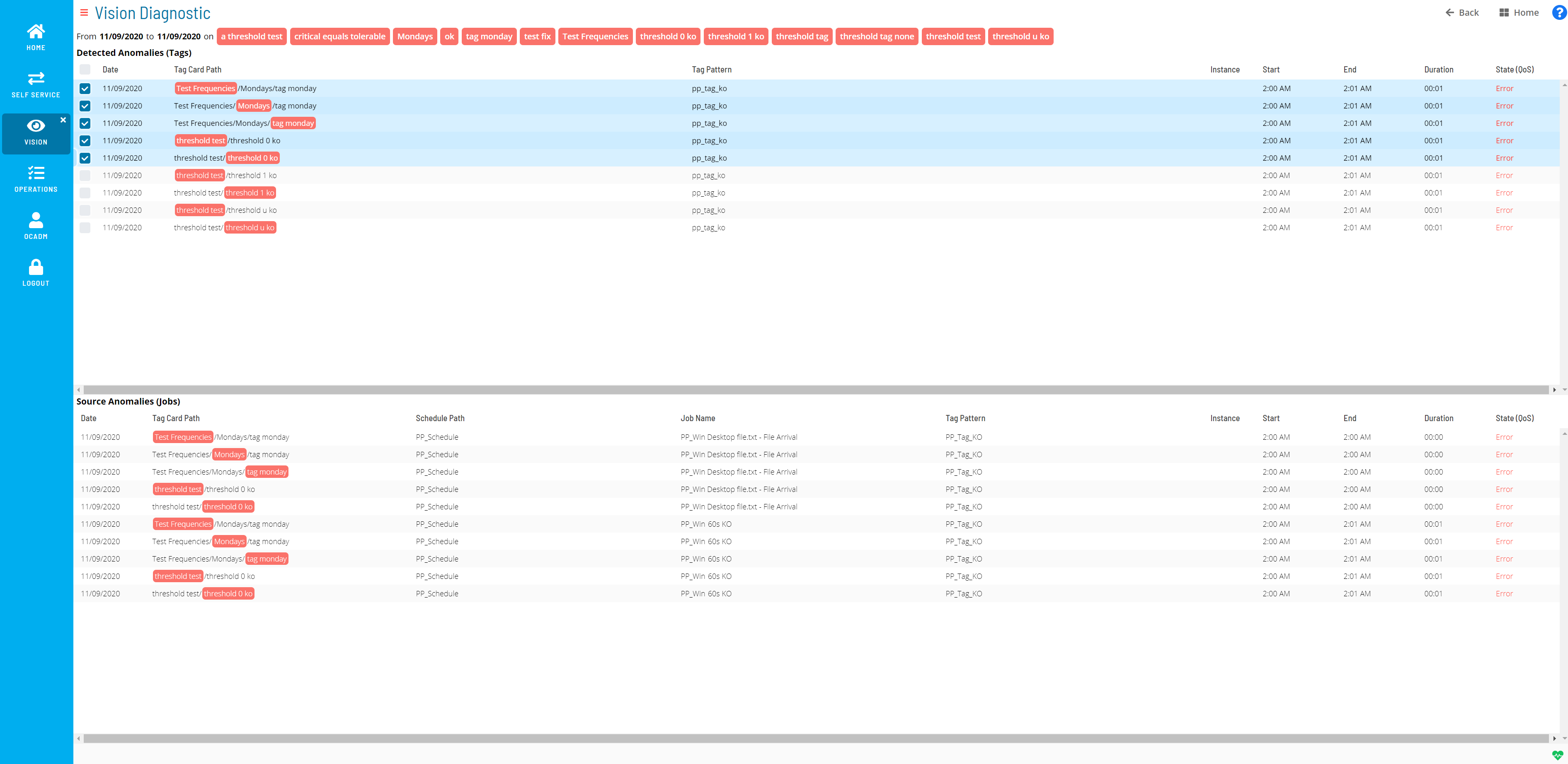 Vision Diagnostic Page