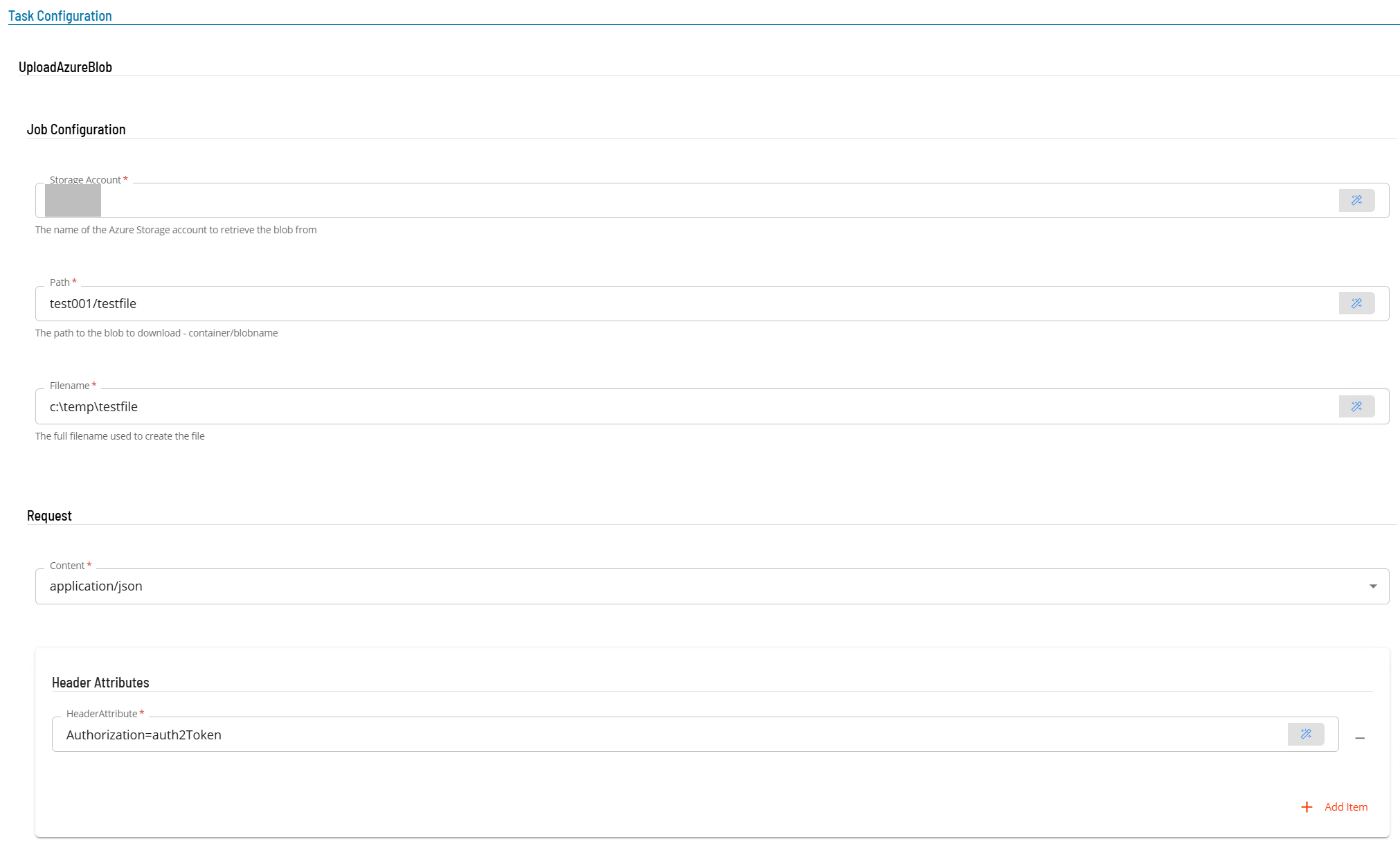 Defining a UploadBlobStorage Master Job