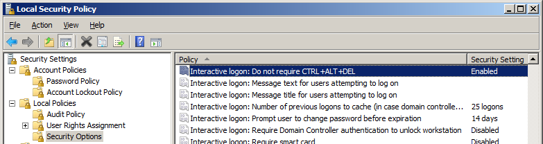 Local Security Policy - Interactive logon