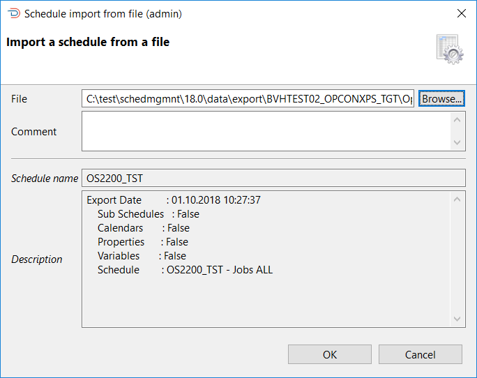 Import Schedule Definition from File
