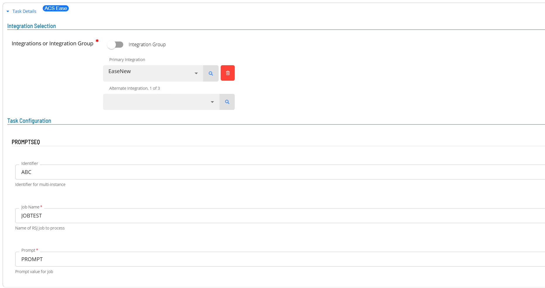 Defining a PROMPTSEQ Master Job