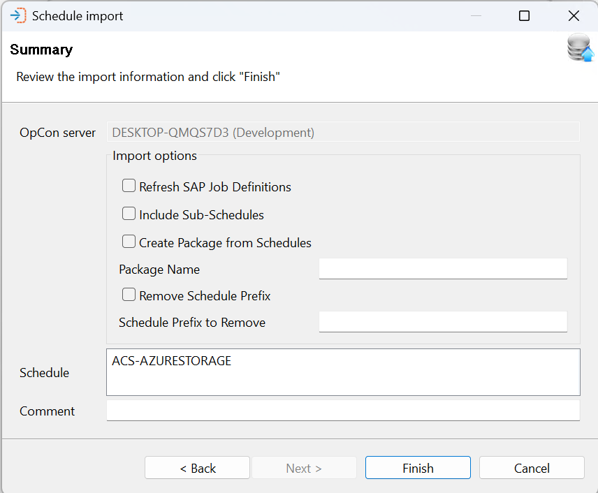 Schedule Import Summary Image