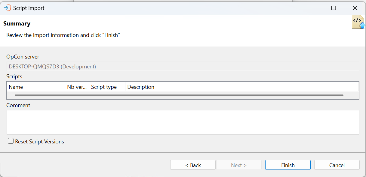 Script Import Summary Image